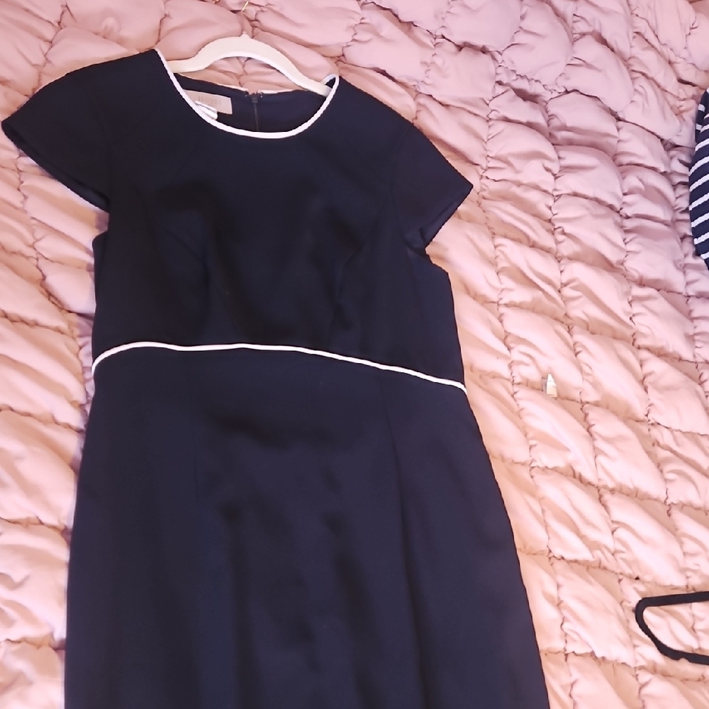 Chic Navy Dress with White Accents